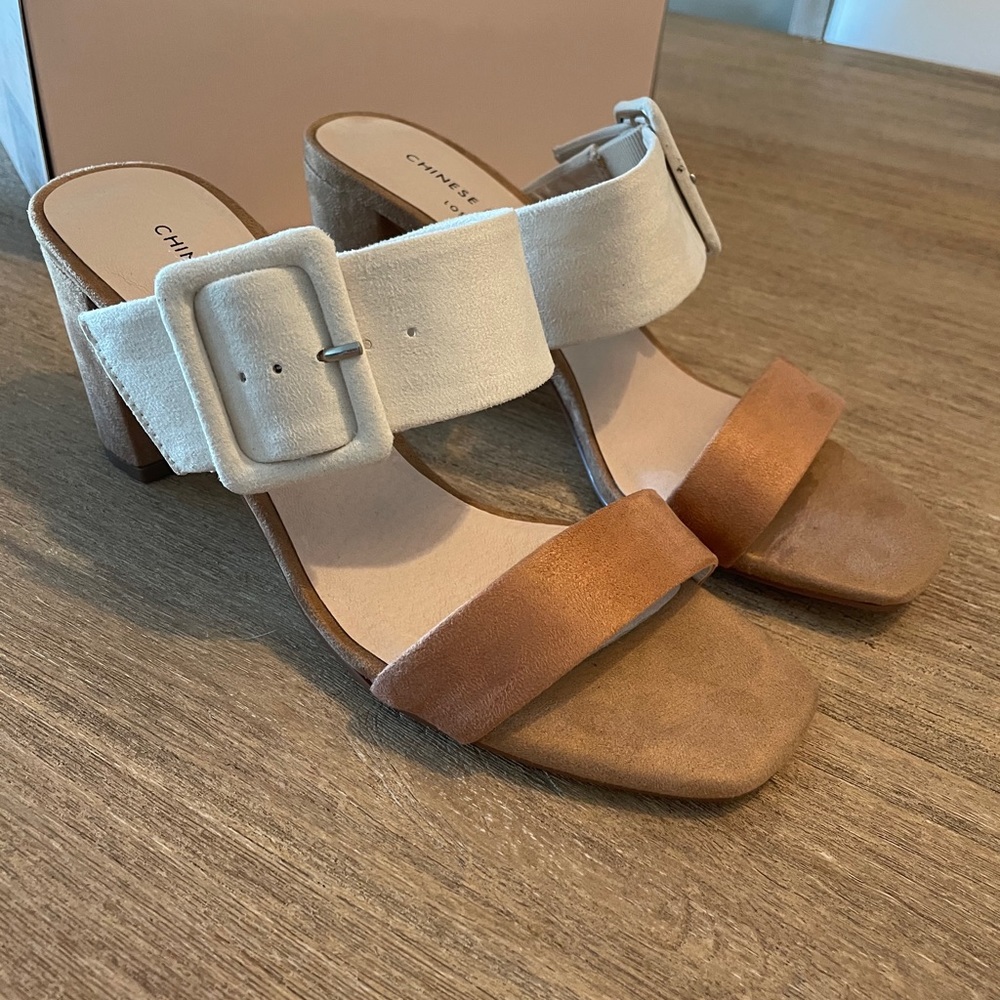 Chinese Laundry Yippy suede heeled slide sandal